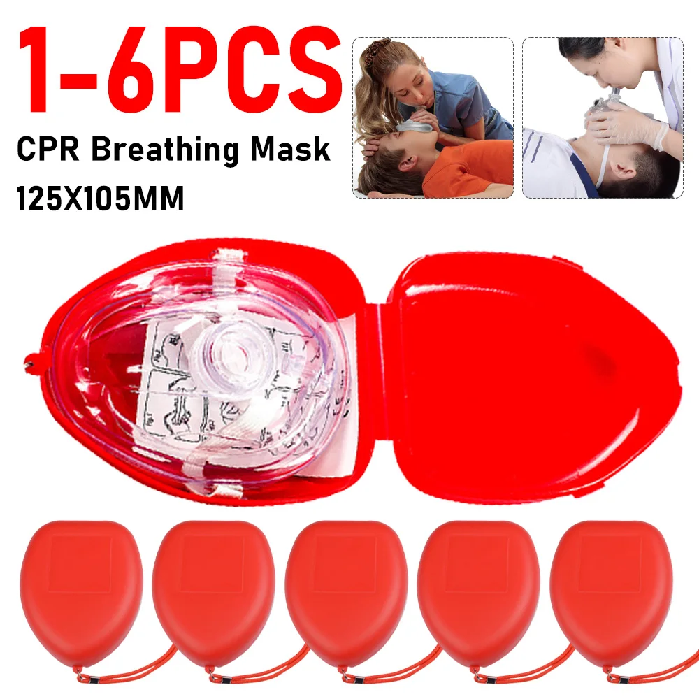 1-6PC First Aid CPR Breathing Mask With One-way Valve Artificial Respiration Protective Mouth Mask Outdoor Emergency Rescue Tool