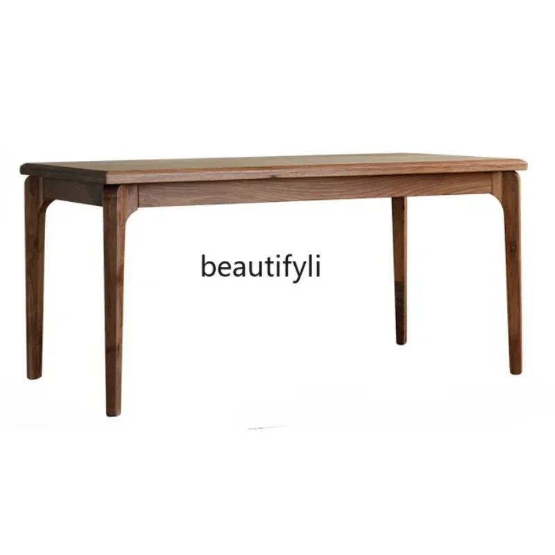 QQ45 North America Black Walnut Dining Table Dining Table Rectangular Small Apartment Tea Table Nordic Log Home