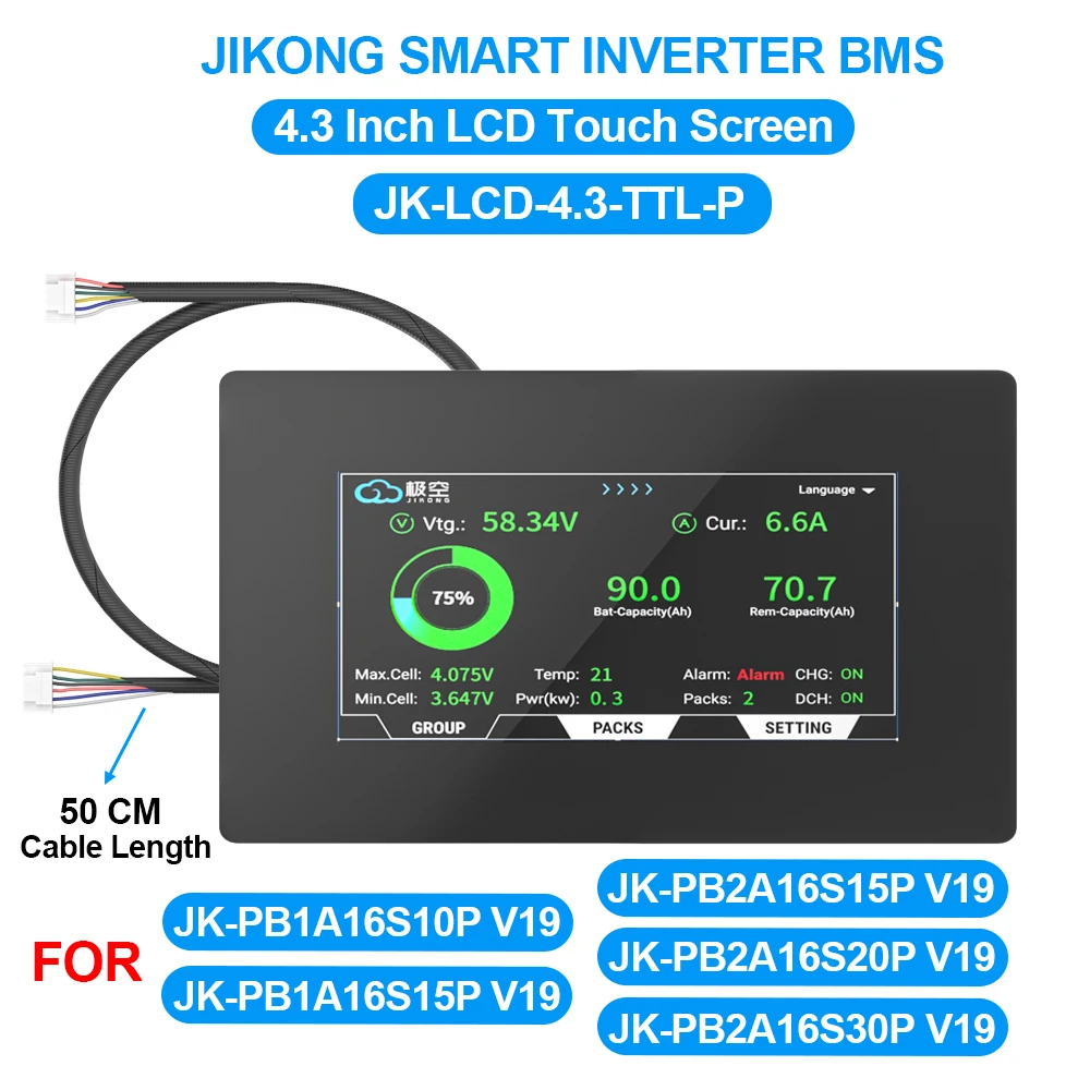 JIKONG V19 Smart Inverter BMS 8S ~ 16S 24V 48V 200A Stroom 1A 2A Actieve Balancer voor Lifepo4 Li-ion Lto Batterij BMS JK-PB2A16S20P