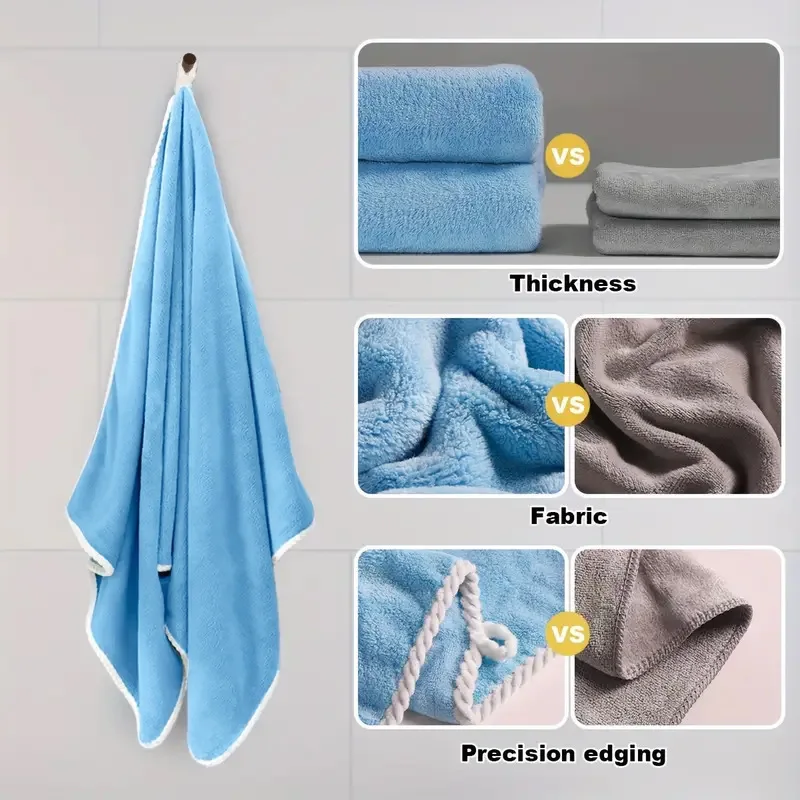 4 Pack Coral Fleece Towel Set 1 Extra Large Bath Towel and 3 Hand Towels Absorbent Plush Soft for Home Bathroom Spa Gym
