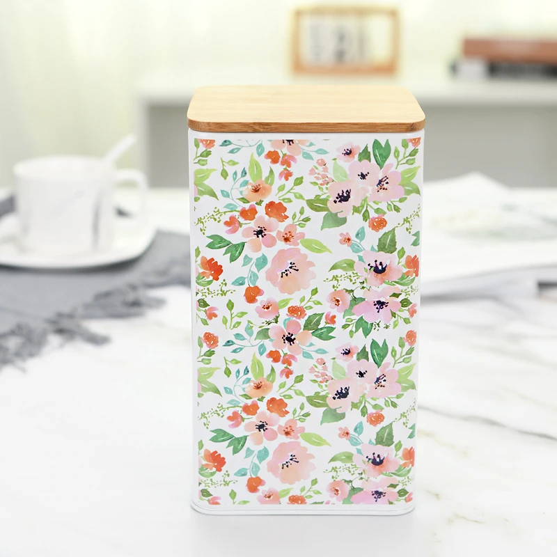 

Iron Storage Box Nordic Pastoral Kitchen Snack Storager Coffee Bean Tea Cans Grain Sealed Container with Lid Storage Organizer