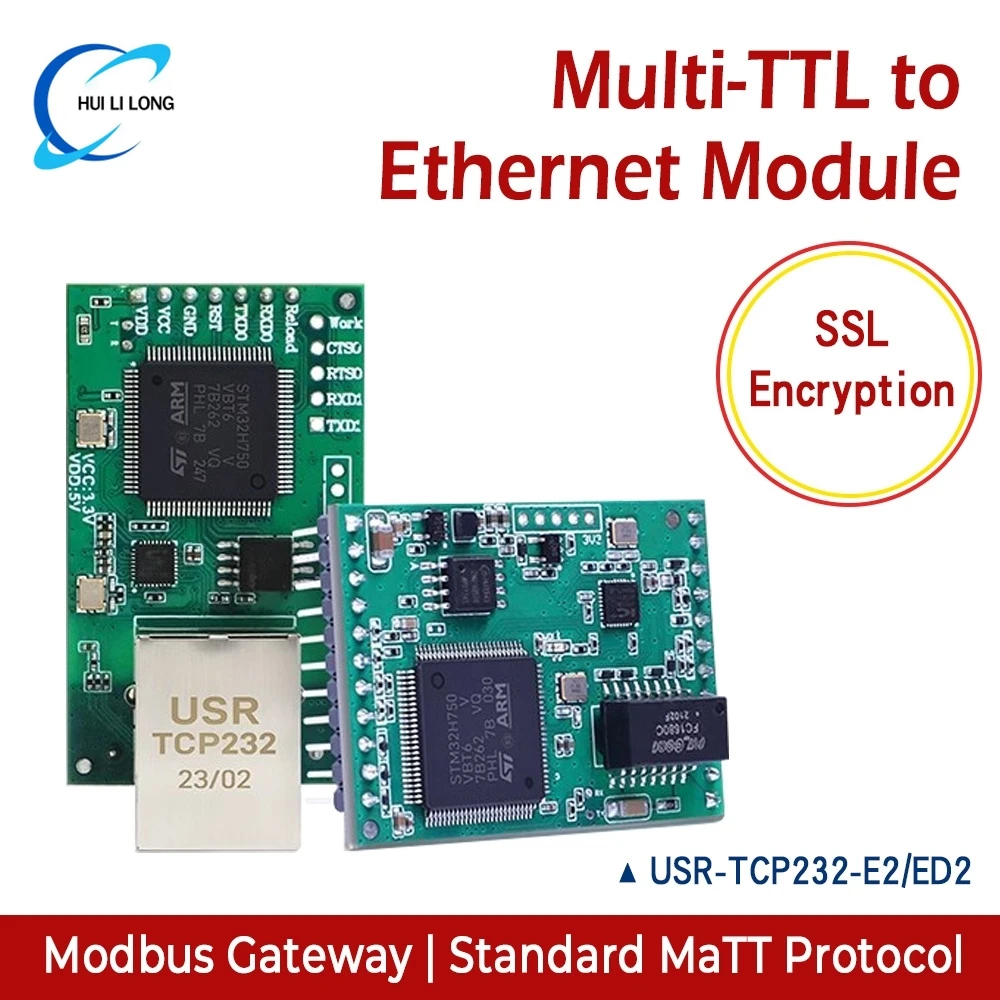 

Industrial TTL to Ethernet Module MQTT/SSL Modbus Bidirectional Transparent Transmission USR-TCP232-E2/ED2