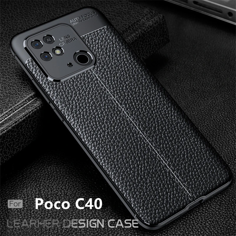 For Xiaomi Poco C40 Case Poco C40 Cover Shockproof Anti-Drop Phone Bumper Back TPU Soft Leather For Fundas Poco C 40 C40 Cover