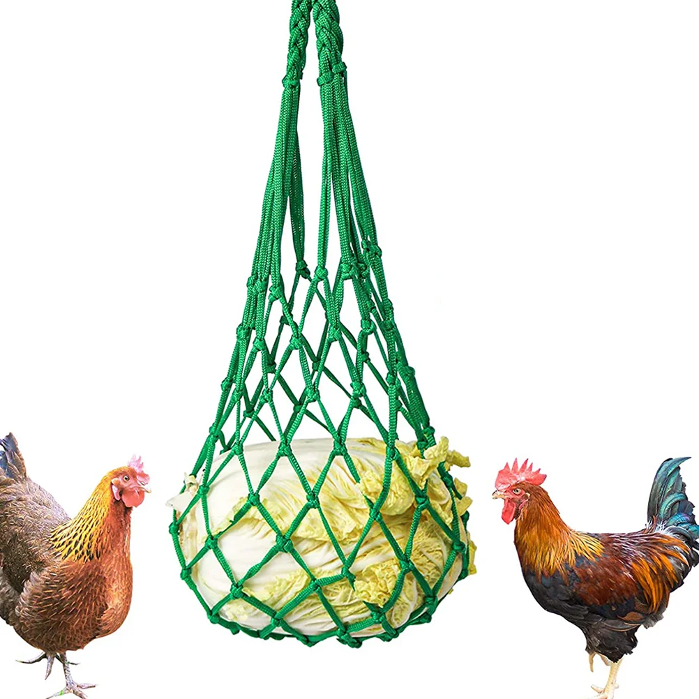 Livestock Feeding Mesh Bag Slow Eating Feeder Hanging Nylon Braided Rope Food Container for