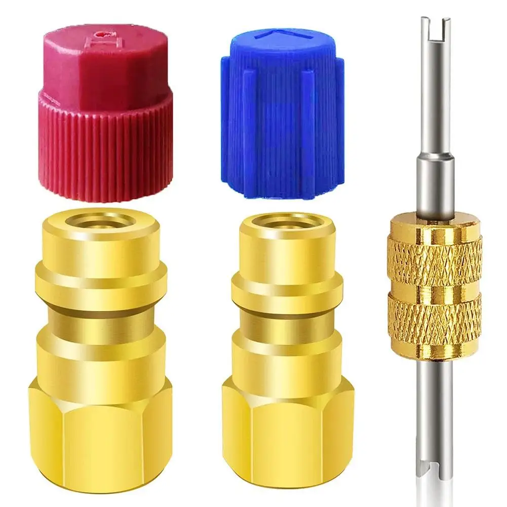 1 Set R12 To R134a Conversion Kit Air Conditioner Filling Adapter Couplers Quick Retrofit Valve Disconnect Fittings Port O1G4