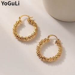 Trendy Jewelry Classic Round Hoop Earrings Hot Sale Simply Design High Quality Copper Metal Gold Color Earrings For Women Girl