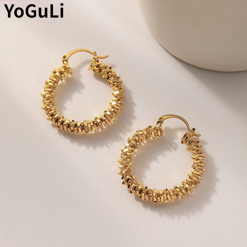 Trendy Jewelry Classic Round Hoop Earrings Hot Sale Simply Design High Quality Copper Metal Gold Color Earrings For Women Girl