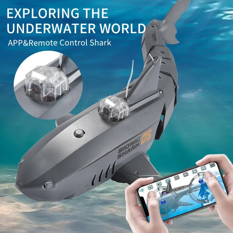 Mobile App Remote Control Camera Shark Charging 2.4G Megalodon Dual Motor Water Swing Acceleration CHILDREN'S Toys