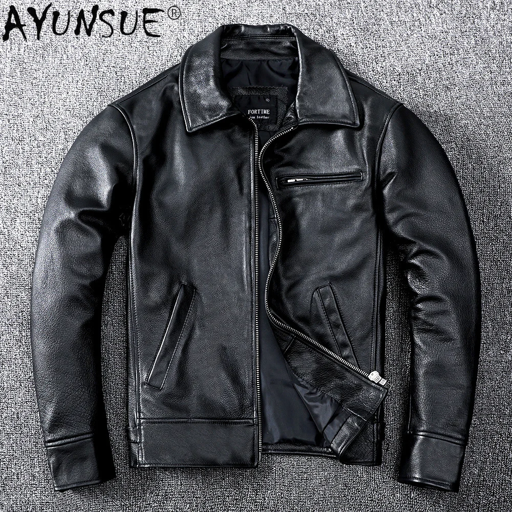 

AYUSNUE Genuine Leather Jacket Men Clothes 2024 100% Real Cow Coat Man Spring Aututmn Chaqueta Cuero Hombre KJ5110