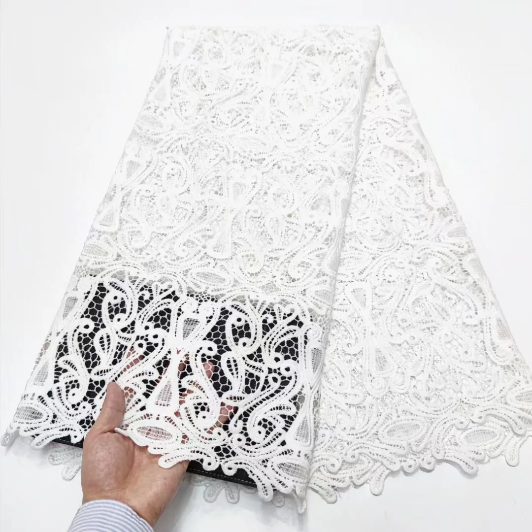 New Fashion Simple And Comfortable White Style African Lace Fabric With High Quality White Embroidery Lace Fabric For Wedding