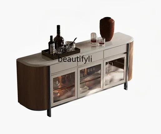 

R0R Natural luxury stone dining side cabinet luxury villa light luxury modern simple locker designer entrance cabinet