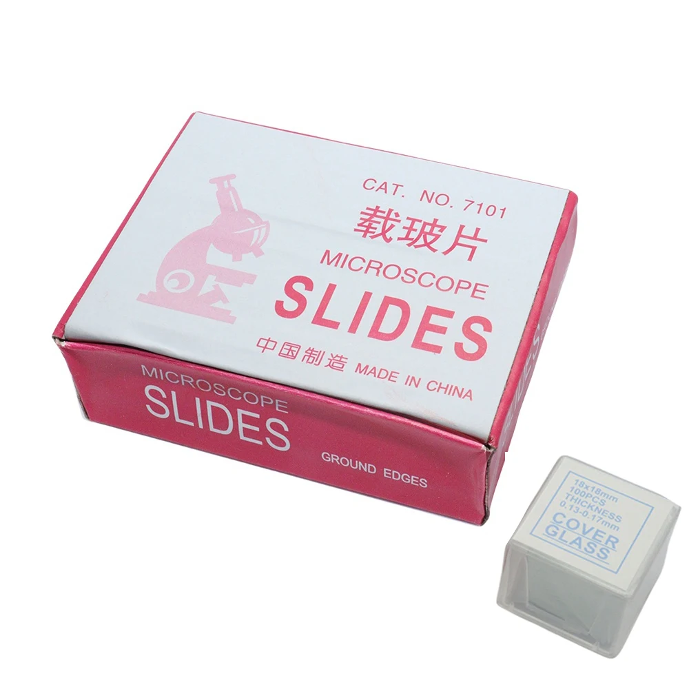 50pcs Microscope Slides + 100pcs Cover Glass Pre-Cleaned Blank Biology Glass Slide for Basic Biological Science