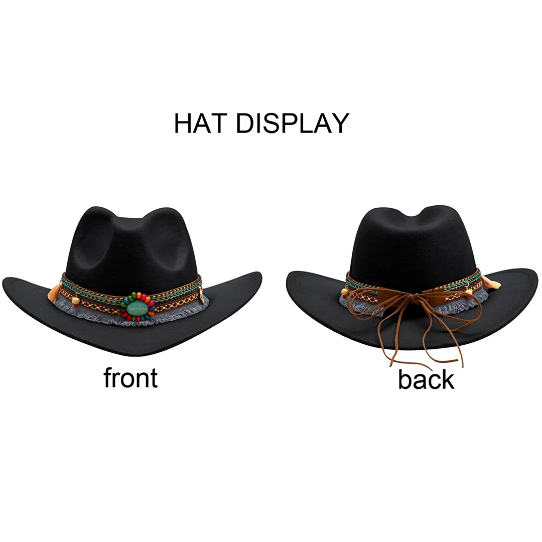 Unisex Western Cowboyhut aus Filz mit Quaste und Gürtel für Mädchen und Jungen, Cowboy-Accessoire für Kinder – Detail 2