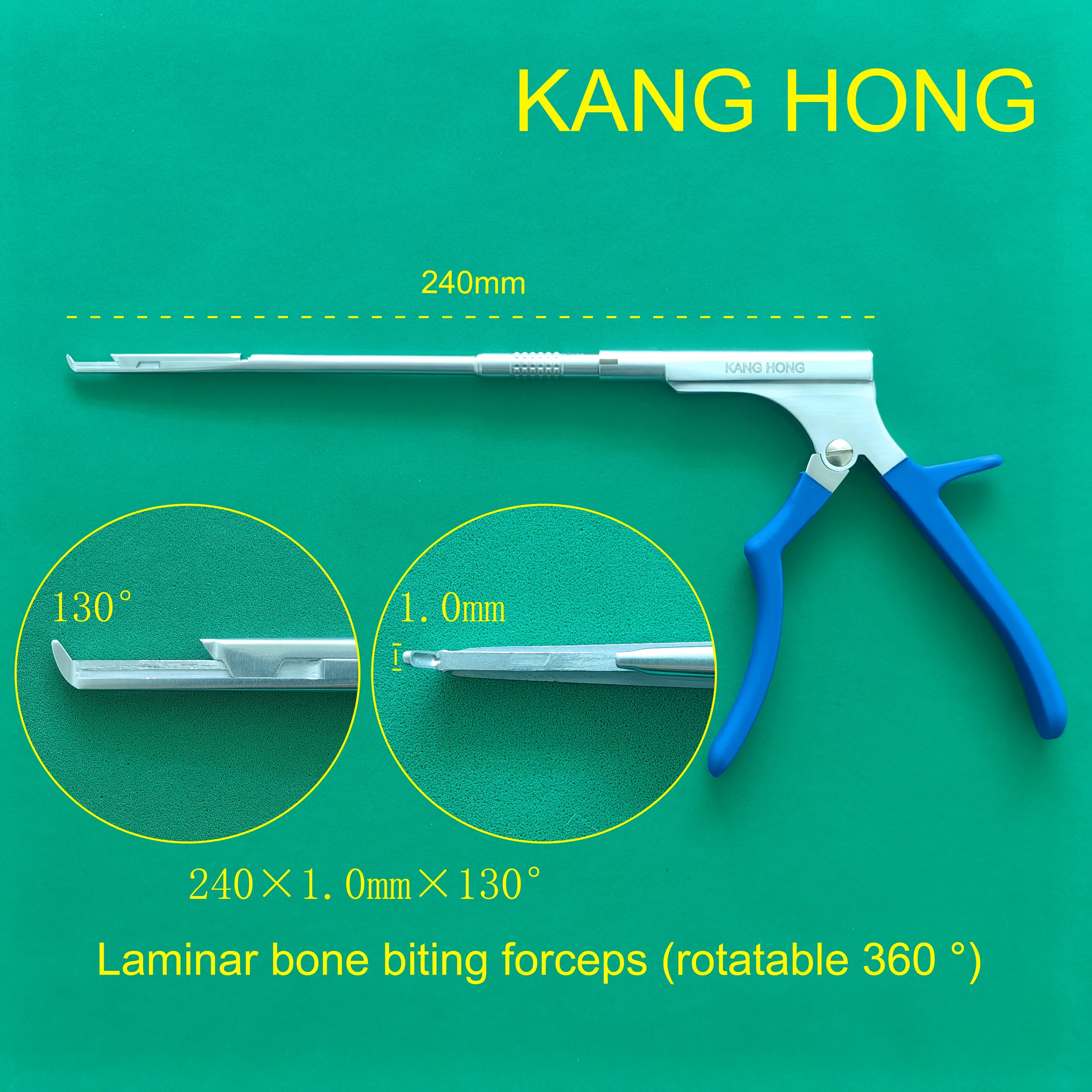 KANG HONGO Instrumento cirúrgico endoscópico minimamente invasivo ortopédico UBE 360 °   pinça laminar rotativa para mordida óssea