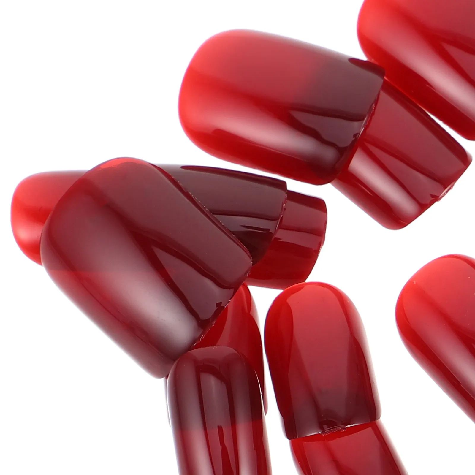 2Pcs Short Burgundy Nails Press on Detachable Wearable Nail Pieces Quick Salon Manicure for Women Classic Red Nail Tools view 5