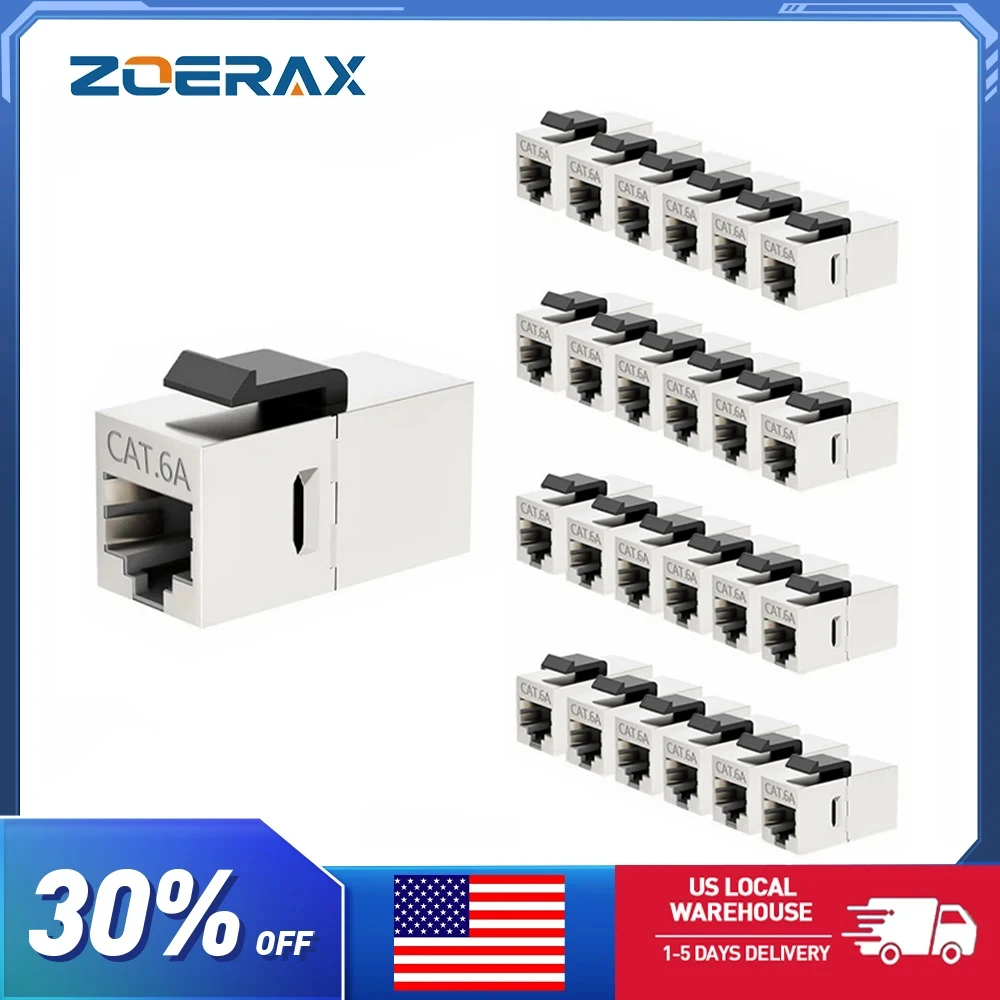 

ZoeRax 24 шт. RJ45 CAT6A CAT6 соединитель Keystone экранированный соединитель, экранированный разъем «мама-мама» RJ45 встроенный разъем Keystone Jack