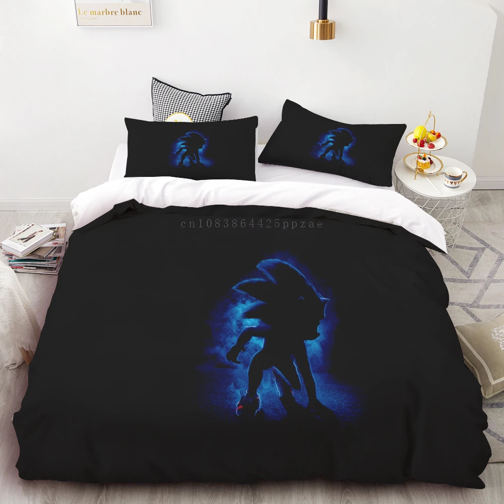 

3pc Duvet Cover Sonic 3D Digital Printed Comforter Set Soft Home Textile 100% Polyester King Size Bedroom Decor Teen Gift