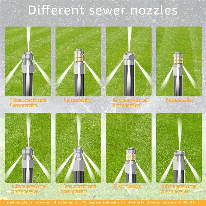 

AEE4-10Pcs Sewer Jetter Nozzle With 1/4&3/8Inch NPT Quick Connectors,Nozzle For Pressure Washer Drain Jet Hose Sewer Cleaning