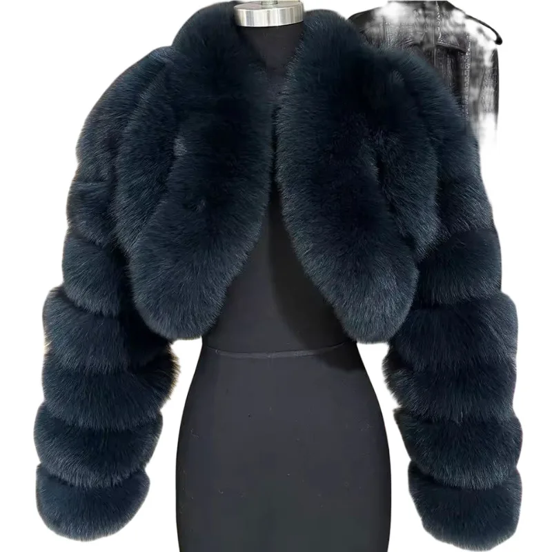 เสื้อโค้ทขนเฟอร์เทียมแบบครอป รุ่นใหม่ แฟชั่นสำหรับผู้หญิง เสื้อแจ็คเก็ตขนเฟอร์เทียม เสื้อโค้ทฤดูหนาวสำหรับผู้หญิง เสื้อคลุมแฟชั่นสำหรับผู้หญิง