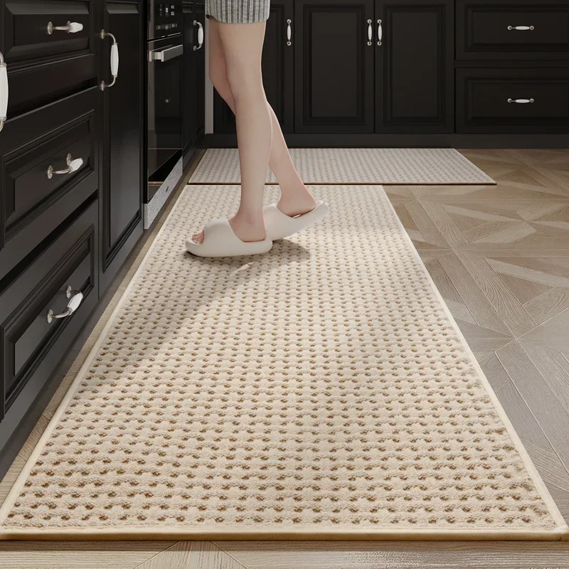 Granular Velvet Kitchen Floor Mat, Strong Water Absorption, Quick Drying, Wear-resistant, Kitchen Rug Non-slip, Machine Washable