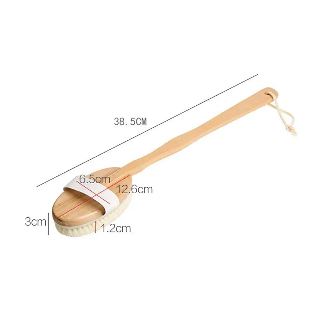 Natural Bristle Bath Brush Long Handle Wooden Bristles Soft Hair Rub Back Shower Brush Remove the Horny Massage Brush