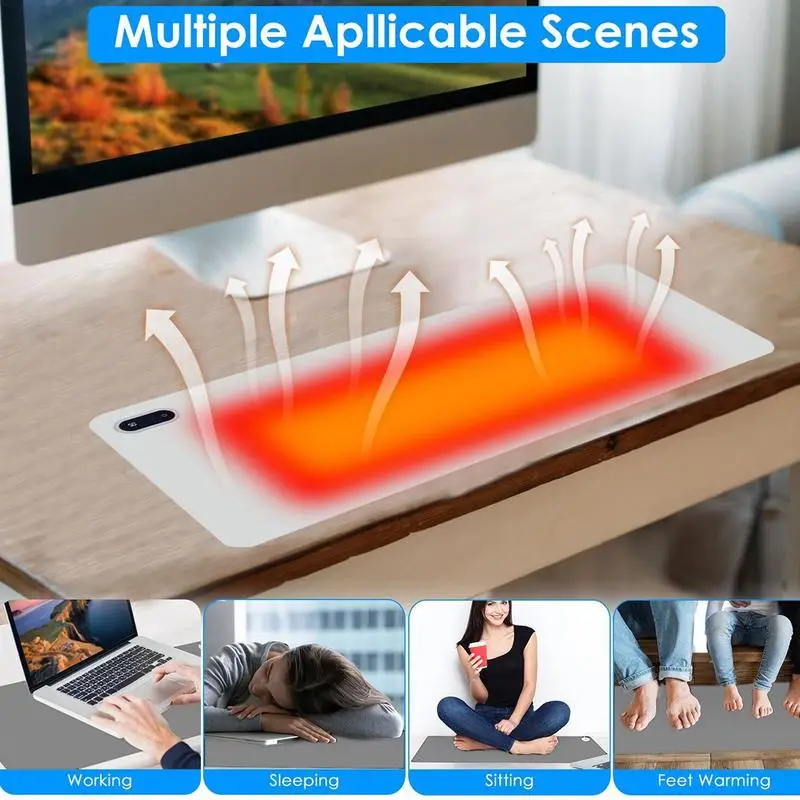 Heated Desk Mat Touch Control Large Mousepad For Home 5 Heating Grade Hand Heating Pad Desk Mousepad  Fast Heating For Computer