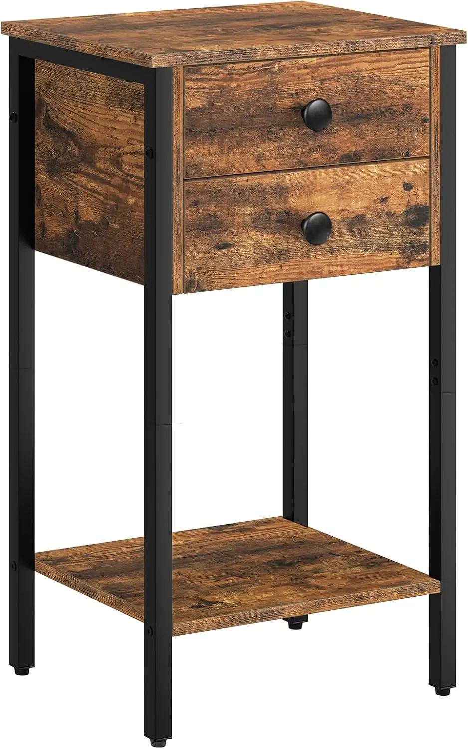 

HOOBRO Tall Nightstand, Bedside Table with 2 Drawers and Storage Shelf, Industrial Telephone End Table for Study, Bedroom