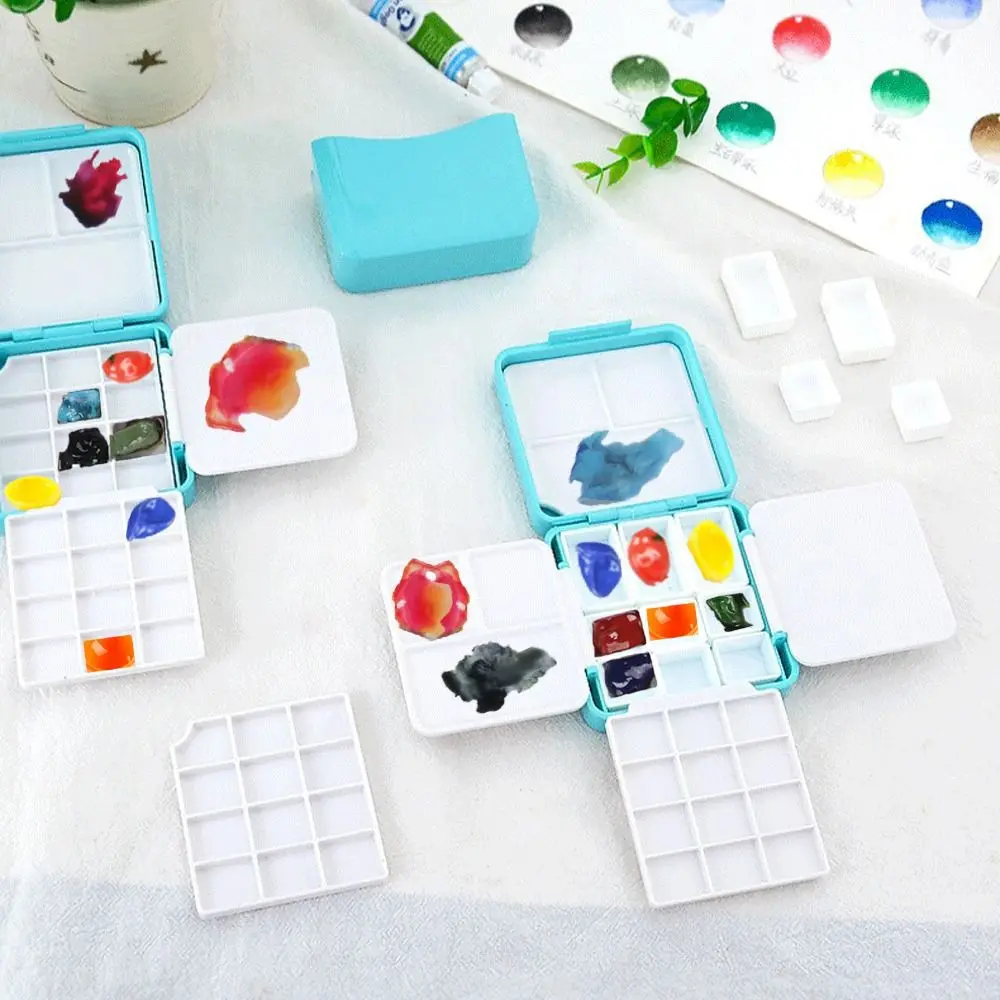 

Portable Mini Portable Painting Box Subpackage Design Compact 12/24 Grids Palette Removable Empty Plastic Pigment Box