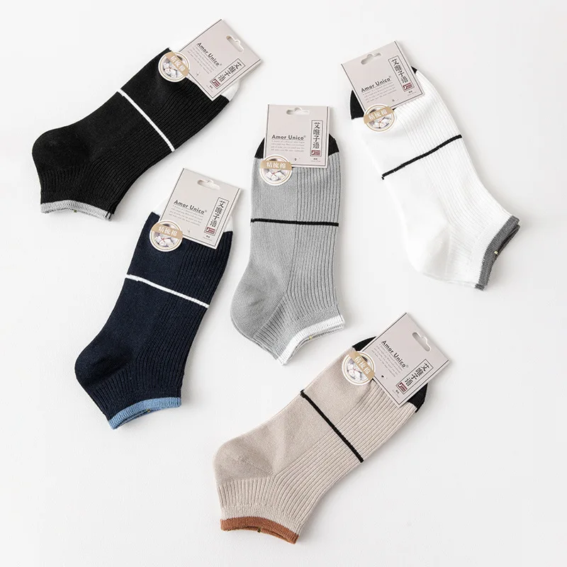 5 paires de chaussettes courtes et basses pour homme et femme, socquettes en maille respirante, couleur unie, fines