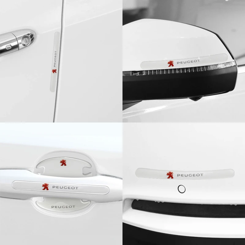 Car Door Handle Bowl Transparent Anti-collision Protection Strips Stickers for Peugeot Rcz 106 508 GT 408 205 Mpv 308 5008 1007