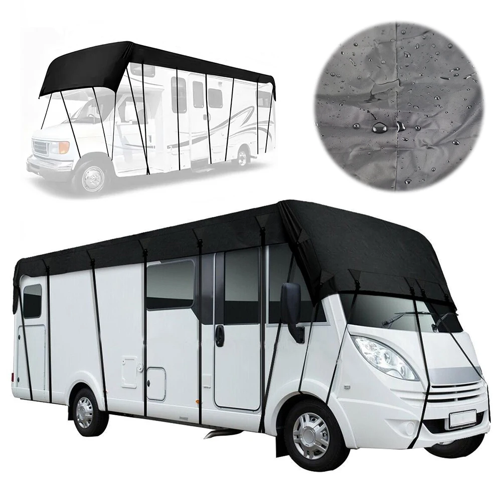 8.5x3m RV Zonwering Autohoes Waterdicht Opvouwbaar Camper Dakbedekking Caravan Dakzeil Voor RV Reizen Auto Benodigdheden
