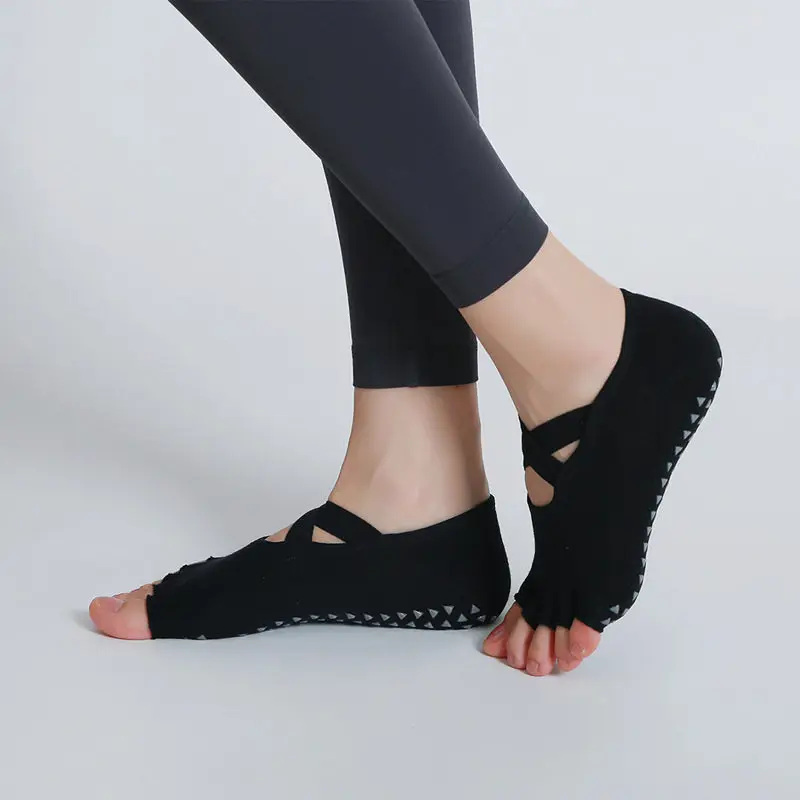 Damen Fünf-Finger-Yoga-Socken Professionelle Silikon-Antirutsch-Ballett-Pilates-Socken Atmungsaktive Bandage-Yoga-Sportsocken für Frauen – Detail 13
