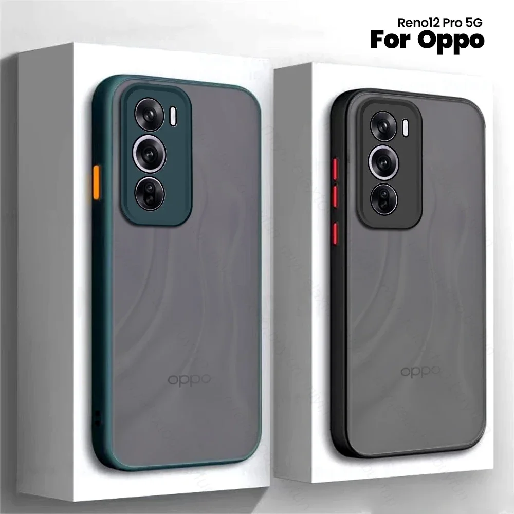 Shockproof Armor Matte Case For Oppo Reno12 Pro 5G Soft TPU Bumper Clear Hard PC Cover Capa Orro Opo Reno12pro Reno 12 Pro 12Pro