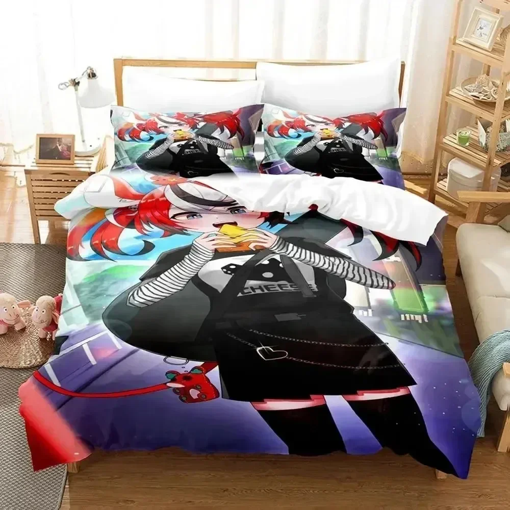 

3D Print Anime Hakos Baelz Printed Bed Set Duvet Cover Pillowcase Bedding Set Bed Linen Sheet Quilt Cover Full Queen King Size