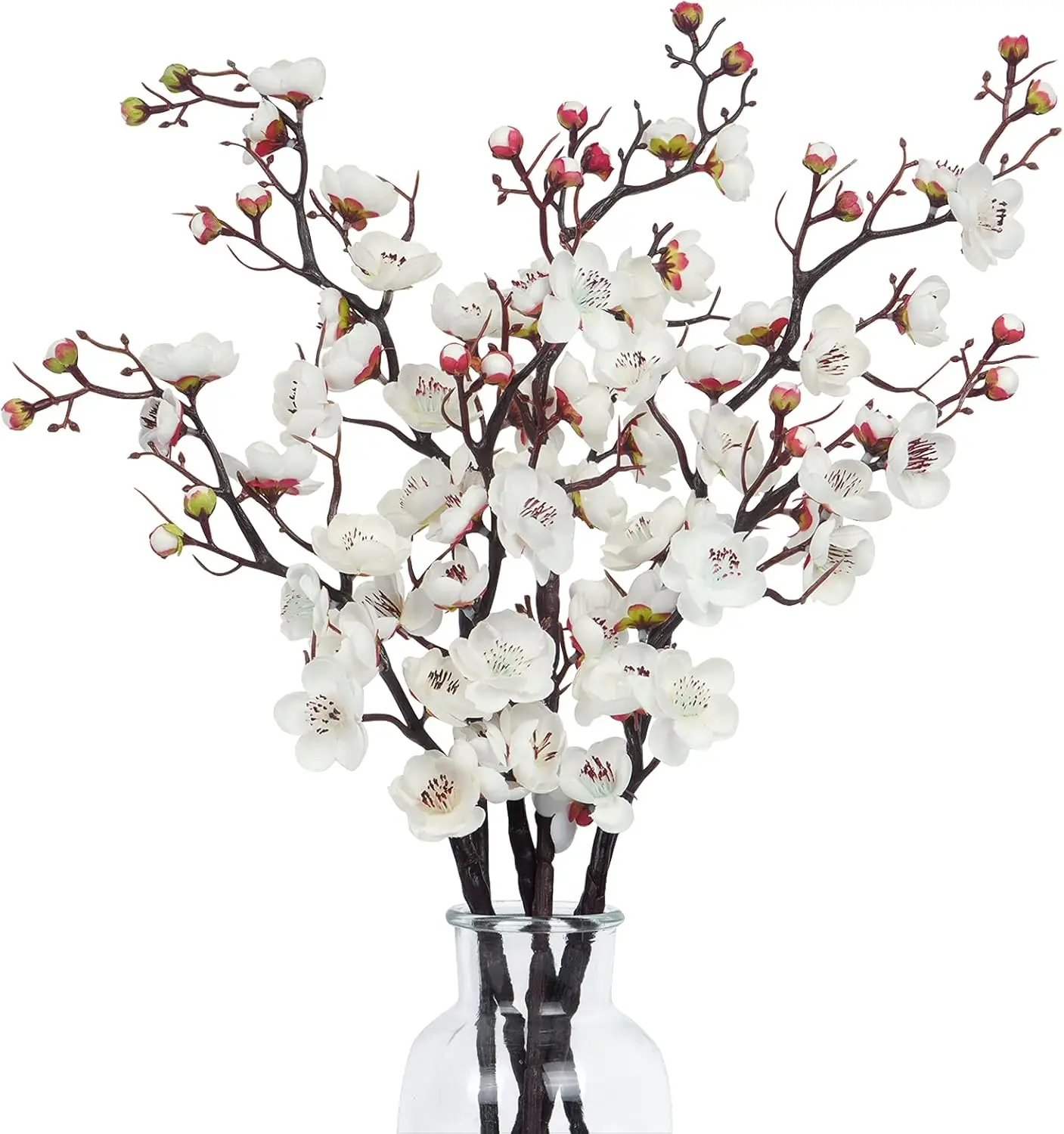 

6Pcs 23.6 Long Artificial Plum Blossom Branches, Faux Silk Plum Blossom Flowers, Fake Flowers for Wedding Table Decoration, Off