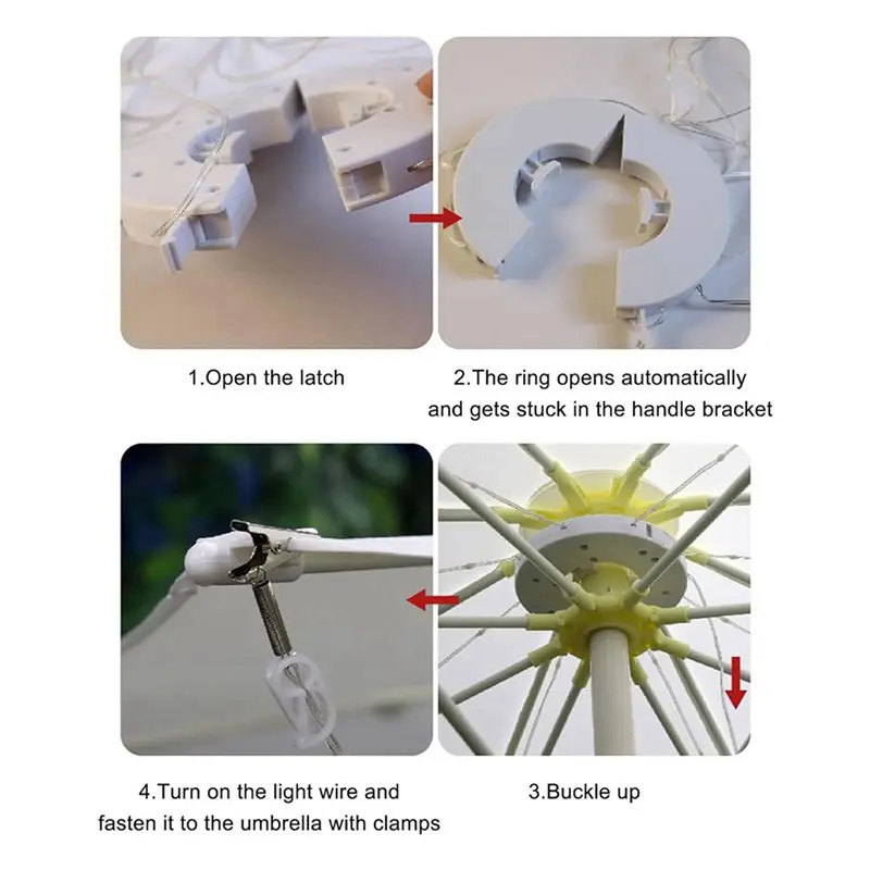 N84R 2X أضواء المظلة الشمسية مع جهاز التحكم عن بعد، مصباح مظلة LED للفناء يعمل بالطاقة الشمسية مع مشبك للحديقة، 8 أوضاع 104 LED #5