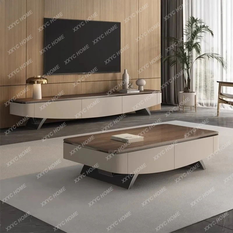 

Тумба под телевизор M Light Luxury из каменной плиты, подвесная, в современном стиле, для небольшой квартиры, с элегантным дизайном.