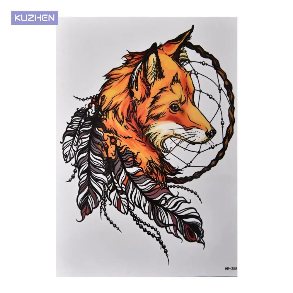 Best Selling Waterproof Fox Dreamcatcher Temporary Tattoo Large Arm Body Tattoos Sticker High Quality