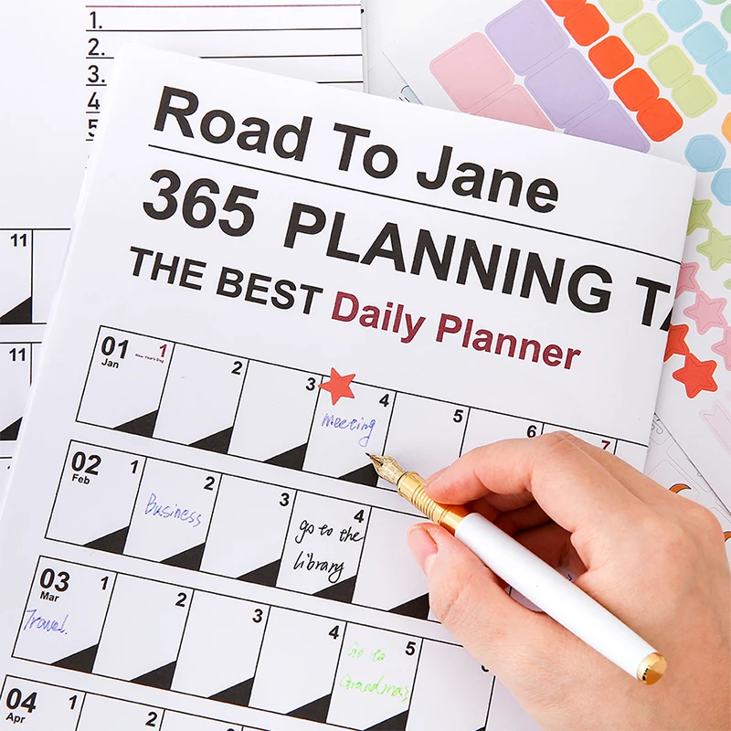 365 Planning Table 2025 Daily Planner with Color Dots Stickers Wall Calendar Schedule To Do List Check Memo Office School A7764