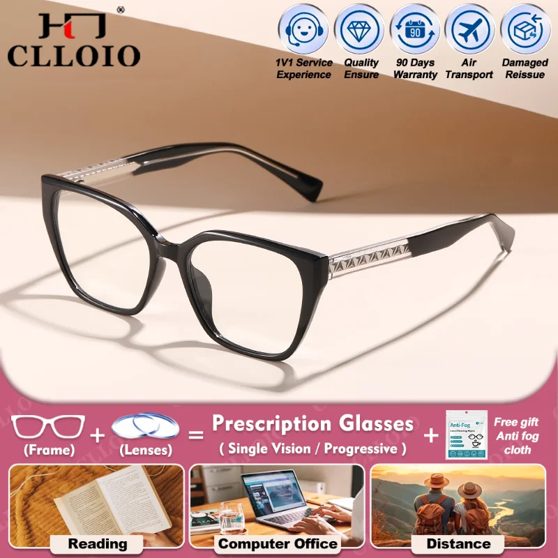 

CLLOIO Fashionable Myopia Photochromic Reading Glasses For Women Anti Blue Ray Multifocal Optical Eyeware With Prescription Lens