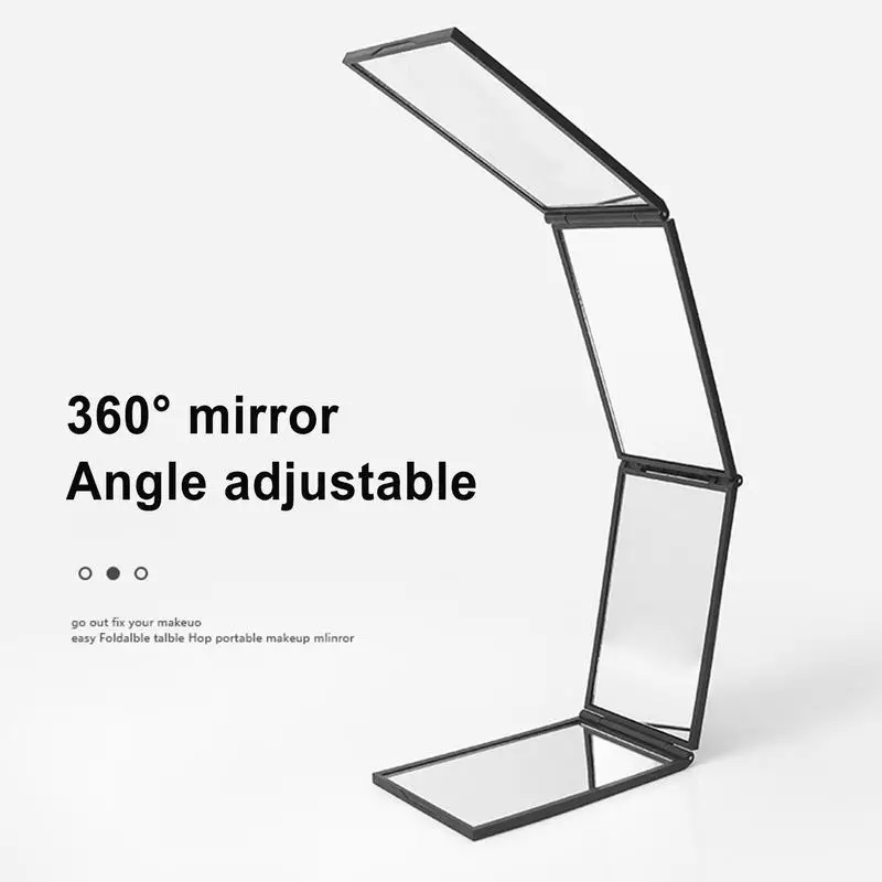 Specchio per trucco pieghevole portatile da tavolo multiangolo a 4 vie per strumenti di bellezza per specchio per trucco in vetro per taglio auto dei capelli
