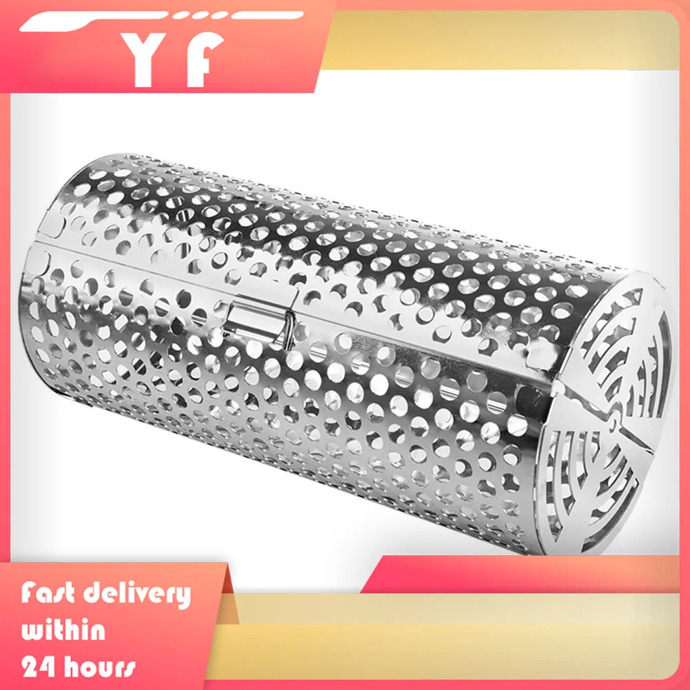 

Stainless Steel Rotating Grill Basket Portable, Efficient Heat Distribution Rolling Grilling Basket Meat, Vegetables, Fries, BBQ