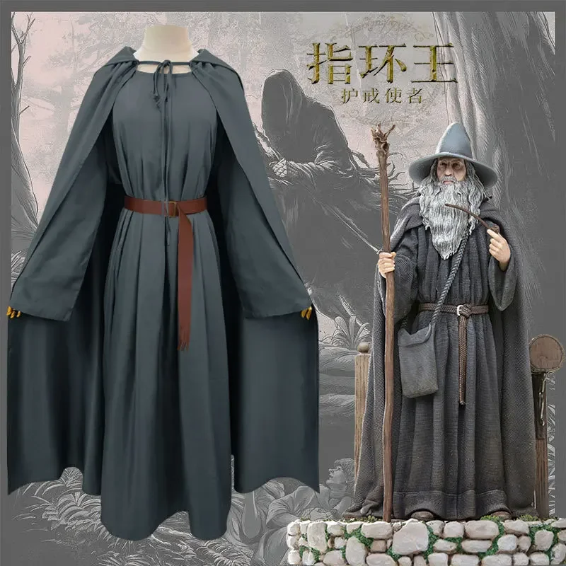 Gandalf Cosplay Costume Clothing Cloak Hat Movie Sorcerer Role Play Uniform Accessories Halloween Christmas Carnival Full Set