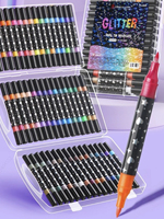 Glitter Double Tips Markers Pens, Shimmer Markers Glitter Writing Drawing Pens for Christmas Card Birthday Greeting DIY Art