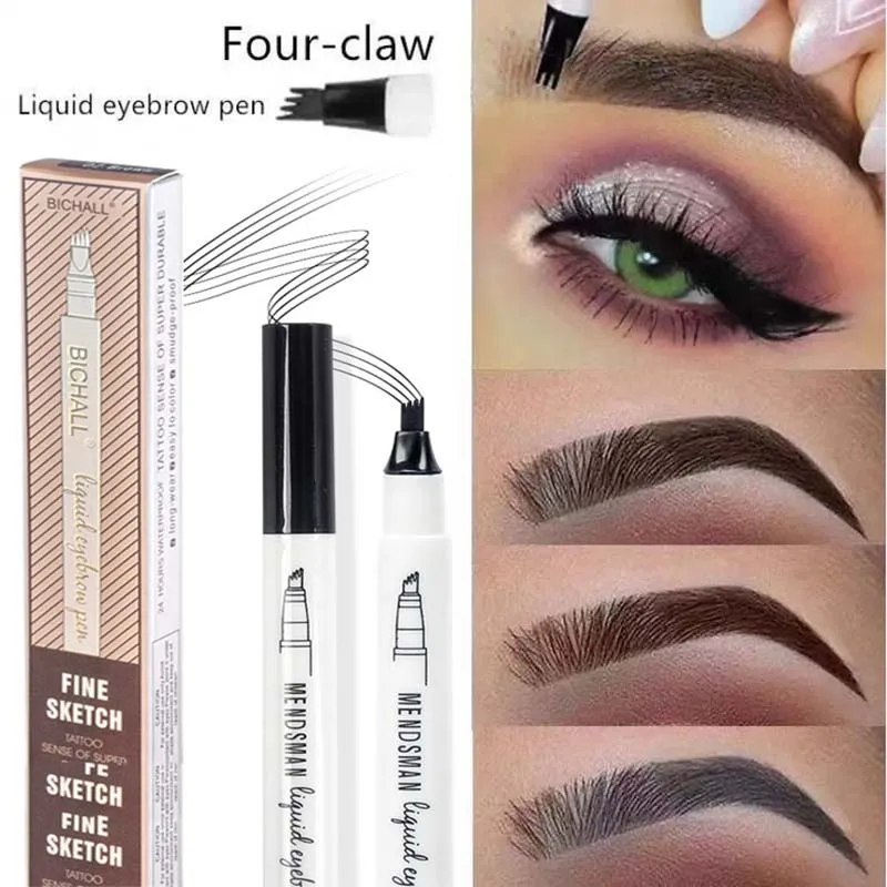 EyebloggPen-Crayon à sourcils à quatre griffes, maquillage liquide, teinte naturelle imperméable, marron, yeux noirs, cosmétiques coréens, 1 pièce, 2 pièces, 4 pièces