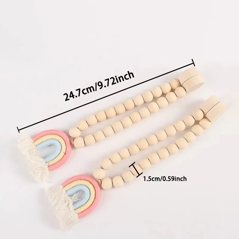 2 قطعة ستارة شرابة قوس قزح مشبك مغناطيسي خرز خشبي ياباني شخصية حزام ستارة منزلي حبل ربط مغناطيسي