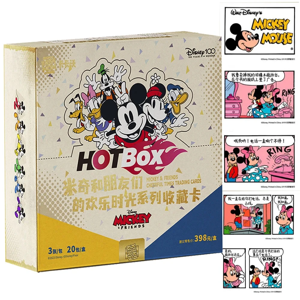 Koleksi Mickey Mouse kartu 2023 HOTBOX Mickey Mouse kartu Happy Time 100 tahun Anime periferal untuk hadiah anak-anak