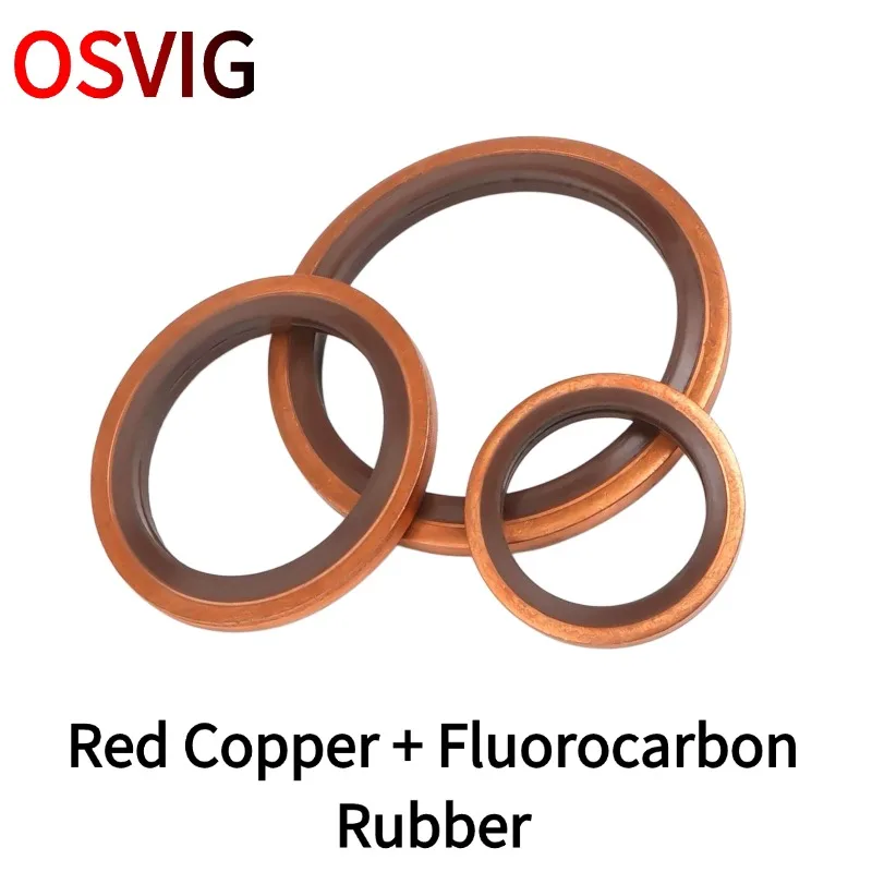 Joint d'étanchéité composite en cuivre rouge et caoutchouc fluorocarboné, diamètre intérieur 6MM-36MM, 1/2/5 pièces