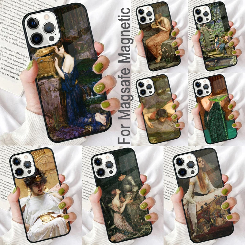 John William Waterhouse Magnetic Soft Phone Case for iPhone 16 Promax 15 Pro 13 14 Plus 11 12 Mini MagSafe Coque