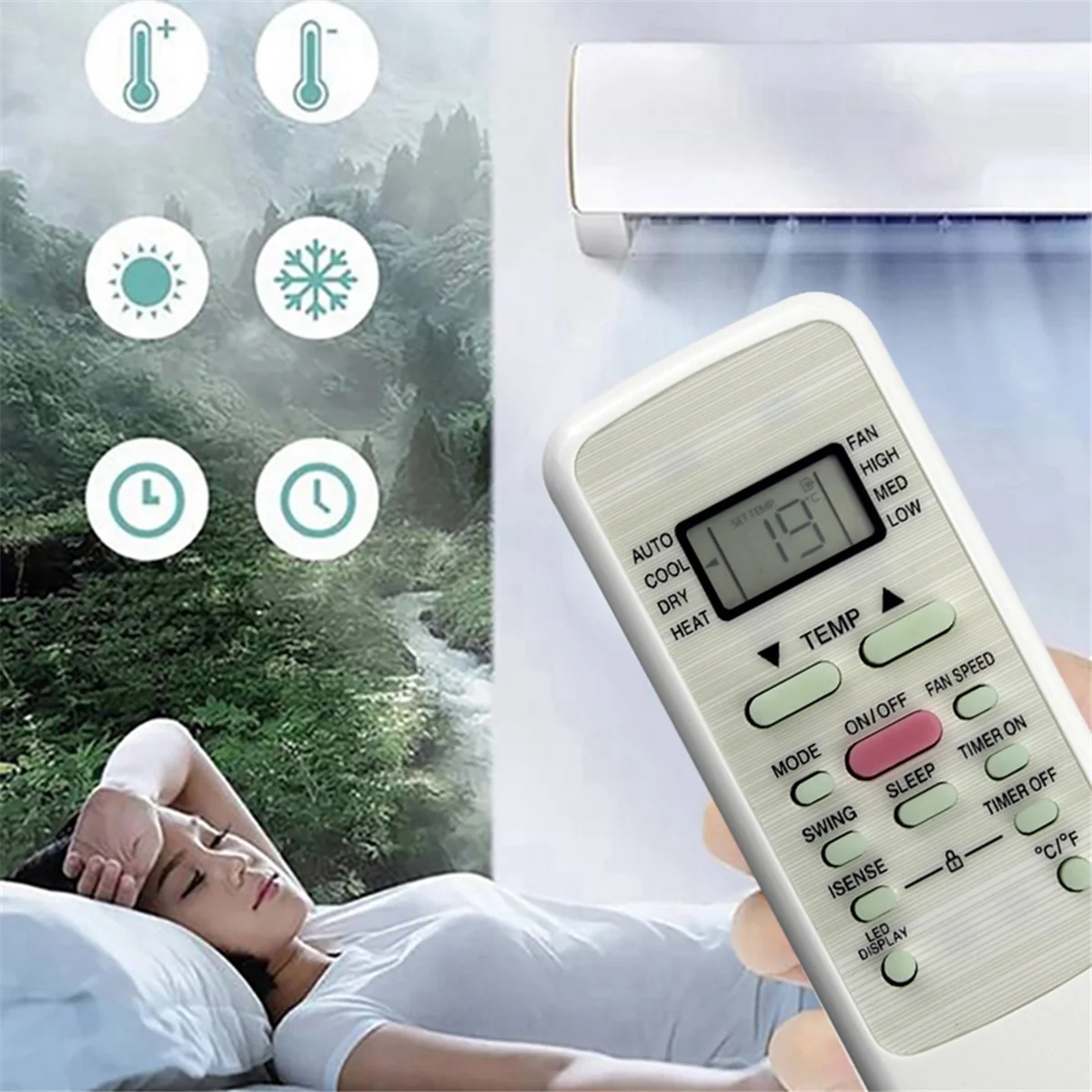 ABLJReplace RG51F2(2)/EFU1 Telecomando A/C per condizionatore d'aria Midea RG51F2(2)/EFU1 Telecomando